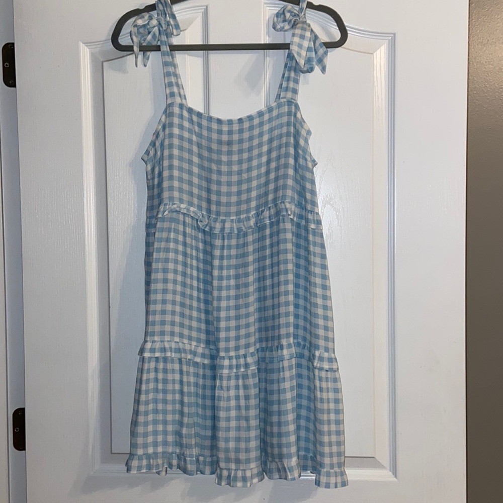 Blue gingham dress